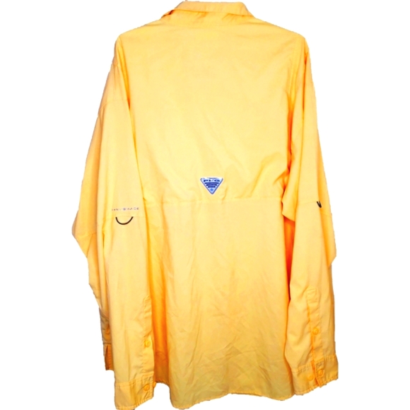 12) COLUMBIA OMNI-Shade PFG Button Long-Sleeve Yellow Sz. XL - Picture 3 of 3